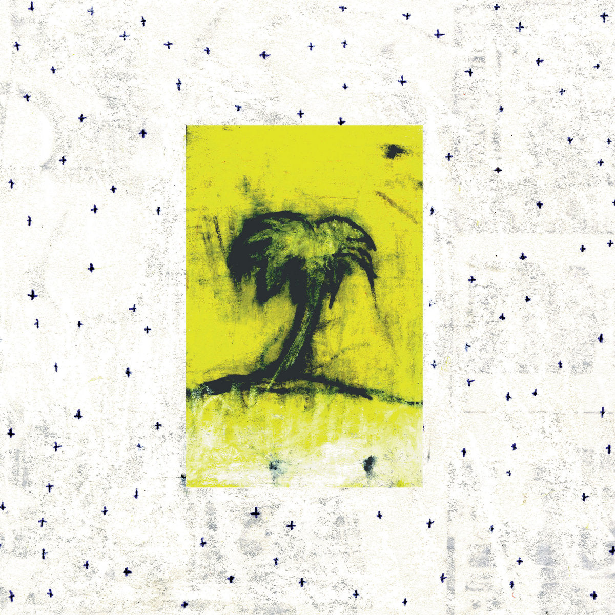 Album cover for Song: Ohia's "Impala" featuring abstract art with a yellow square and black shapes on a textured white background