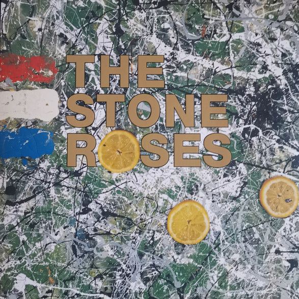 Album cover for 'The Stone Roses self titled' with abstract design and sliced lemons.