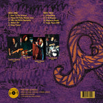 Album back cover with purple background, snake design, and band members' images.