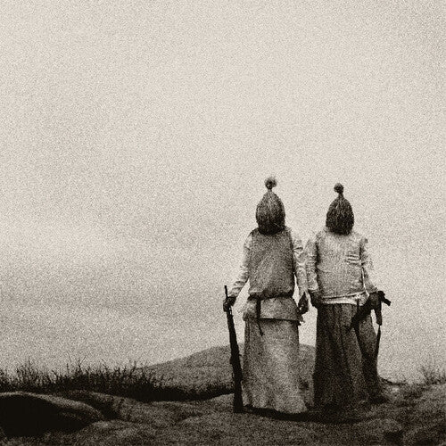 The Body - All The Waters Of The Earth Turn To Blood album cover showing two people with heads covered standing on a hill with a textured overlay