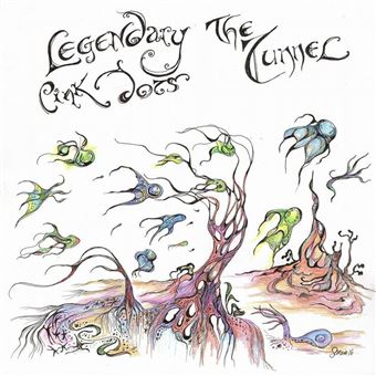 Album cover with colorful abstract designs and text 'Legendary Pink Dots' and 'The Tunnel'.