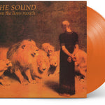 Orange vinyl record with cover featuring a person and lions with text 'The Sound from the Lions Mouth'.