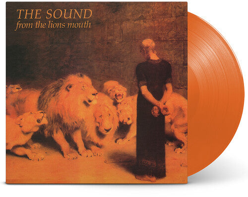 Orange vinyl record with cover featuring a person and lions with text 'The Sound from the Lions Mouth'.