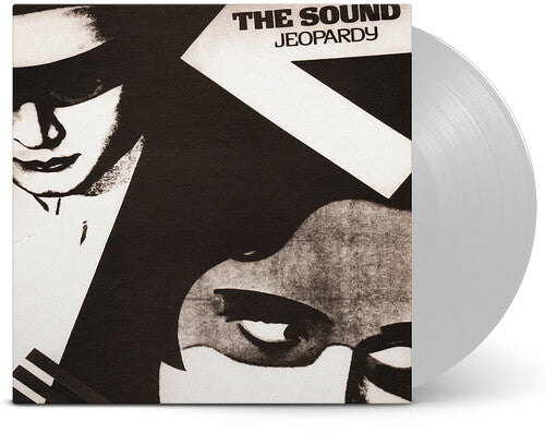 Clear vinyl record with a stylized cover featuring a face and text 'The Sound Jeopardy'.