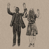 Album cover for The Twilight Sad - Nobody Wants to Be Here and Nobody Wants to Leave (Demos) showing an illustration of a man and woman with blurred faces on a textured beige background