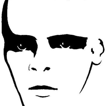 Tubeway Army self titled album cover with black and white line drawing of a face 