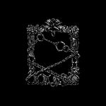 Decorative frame with floral  elements wrapped in a chain  on a black background