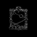 Decorative frame with floral  elements wrapped in a chain  on a black background