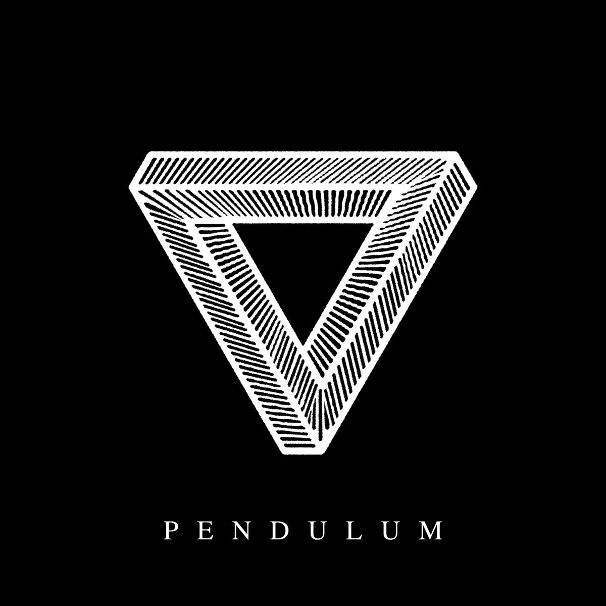 Album cover for Twin Tribes - Pendulum with white geometric triangle logo on a black background