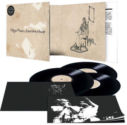 Vinyl record set with cover and inner sleeve on a white background