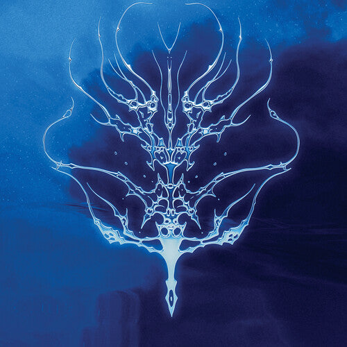 Abstract blue design on a dark blue background, album cover for Zanias ecdysis